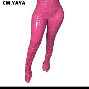 Womens Pink Shiny Pants